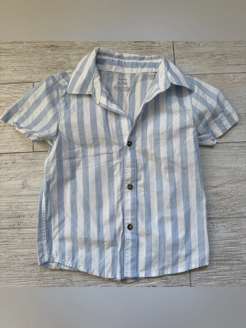 NWOT Carter's Light Blue & White Striped Short-Sleeve Button-Down Shirt